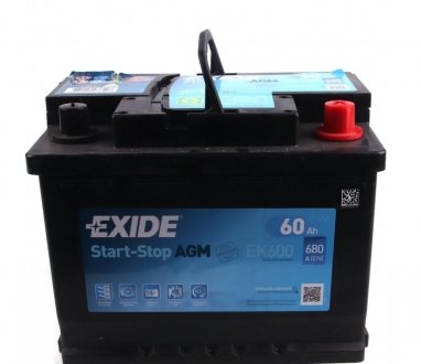 Акб AGM 6СТ-60 R+ 680А (STOP-START) (242*175*190) EXIDE EK600