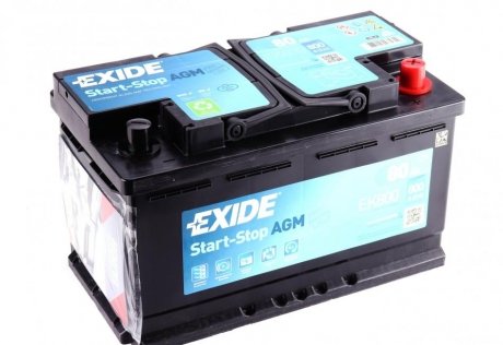 Аккумулятор 12В 80Ач/800AAGM (P+)315x175x190 B13 EXIDE EK800