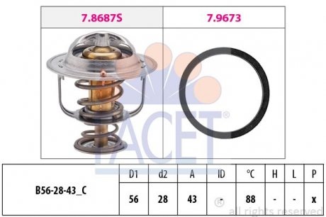 Термостат Toyota Avensis 2.0 (azt250_) (03-08) FACET 7.8688 (фото 1)