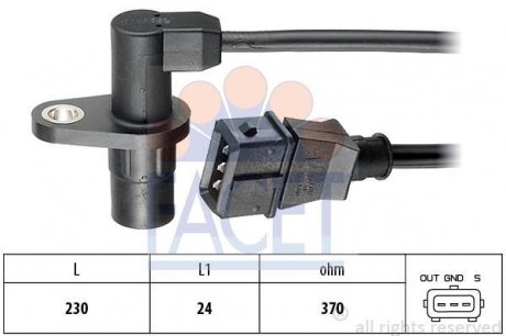 Датчик коленчатого вала, Датчик коленчатого вала, маховик. FACET 90044