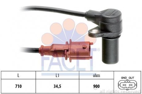 Датчик колінчастого вала, Датчик колінчастого вала, маховик FACET 90170 (фото 1)