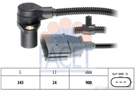 Датчик коленчатого вала, Датчик коленчатого вала, маховик. FACET 90287