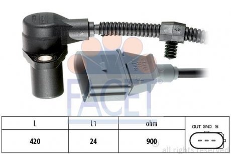 Датчик положения коленвала VW T4/T5 2.8-3.2 i 00-> FACET 9.0320 (фото 1)