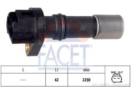 Датчик оборотов коленвала Citroen C1 1.0 (05-) (9.0461) FACET 90461