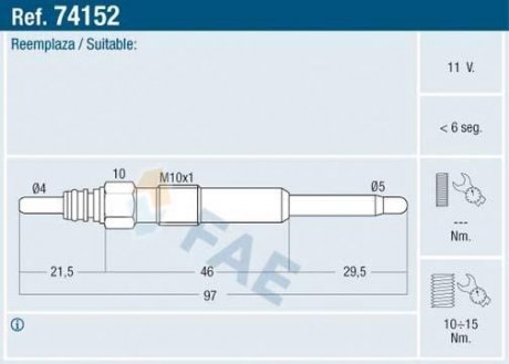 СВЕЧКА РАЗЖАРЕНИЯ FAE 74152