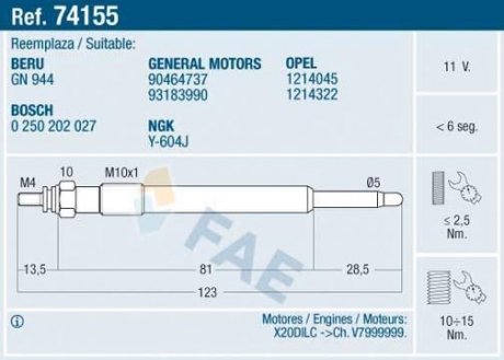 СВЕЧКА РАЗЖАРЕНИЯ FAE 74155