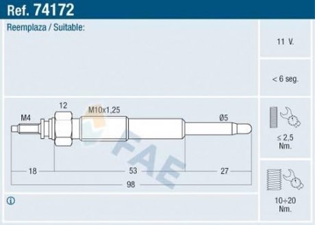 СВЕЧКА РАЗЖАРЕНИЯ FAE 74172