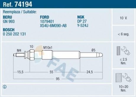 СВЕЧКА РАЗЖАРЕНИЯ FAE 74194