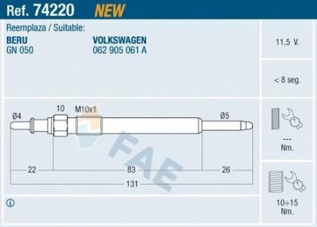 СВЕЧКА РАЗЖАРЕНИЯ FAE 74220