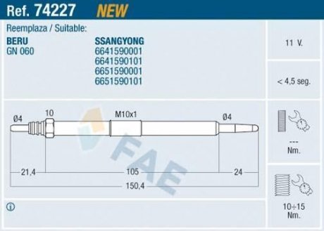 СВЕЧКА РАЗЖАРЕНИЯ FAE 74227