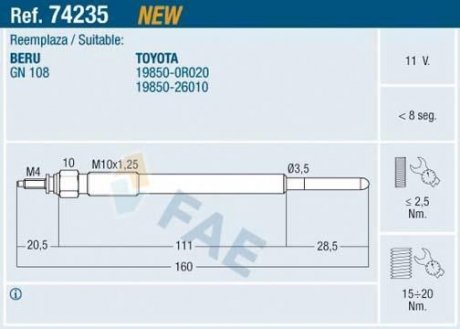 СВЕЧКА РАЗЖАРЕНИЯ FAE 74235