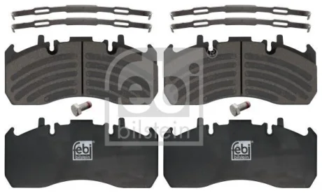 Комплект гальмівних колодок задн/передн MERITOR RVI C, MIDLUM VOLVO FE, FE II, FH, FH II, FH III, FH12, FH16, FH16 II, FH16 III, FL II, FL III, FM, FM12, FM9, FMX D11A-330-MDS2043A 08.93- FEBI 16906