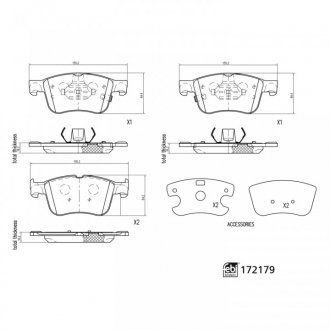 Гальм. колод. передн. FORD FOCUS 1.0 EcoBoost 18- FEBI 172179