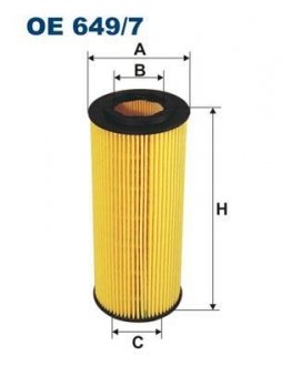 Фільтр масляний 3 E46 320D TD 01- (154.5*65*31.5) FILTRON OE6497