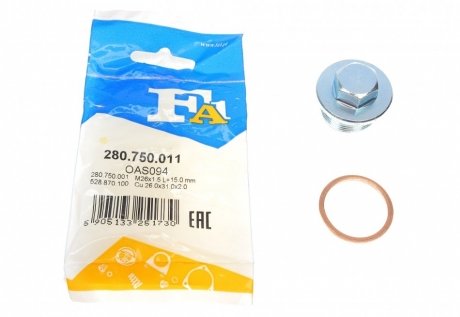 Пробка піддону + ущільнювач Fischer Automotive One (FA1) 280750011