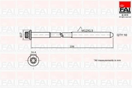 Фото bolt Kit, cylinder head FAI AUTOPARTS Fischer Automotive One (FA1) B1756 Bolt Kit, cylinder head FAI AUTOPARTS Fischer Automotive One (FA1) B1756