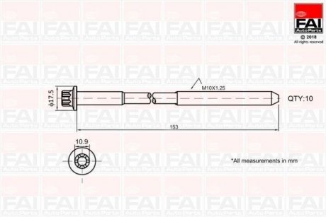 Набор болтов ГБЦ Opel X14XE/X16XEL/X18XE Z Fischer Automotive One (FA1) B701