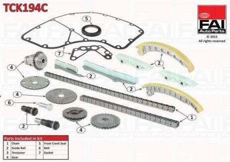 К-кт цепи ГРМ (полный-верхний+нижний TCK194NG+TCK195NG)) Iveco/PSA 3.0 Hdi/Jtd Fischer Automotive One (FA1) TCK194C (фото 1)