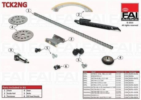 Р-кт цепи привода р/вала (без уплотнений) Opel Astra G/Vectra B/C 2.2 16V/2.2Dti Fischer Automotive One (FA1) TCK2NG