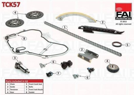 К-кт цепи ГРМ (цепь+шестерни+натяжн.+направл.+прокладки) Opel Vectra C 2.0 03-/Signum 2.0 03- Fischer Automotive One (FA1) TCK57