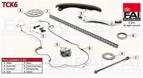 Фото 1 - к-кт ГРМ Fiat Dodlo 1.3 JTD 16V 05.04- (2 шестерні+цеп+натяжник+2 направляючі+прокладка) Fischer Automotive One (FA1) TCK6 К-кт ГРМ Fiat Dodlo 1.3 JTD 16V 05.04- (2 шестерні+цеп+натяжник+2 направляючі+прокладка) Fischer Automotive One (FA1) TCK6 (фото 1)