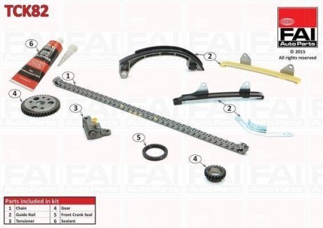 К-кт цепи ГРМ (Цепь+звездочки+натяжник+лыжи) Toyota Yaris 1.3 05- Fischer Automotive One (FA1) TCK82