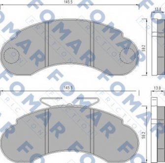 Тормозные колодки, дисковый тормоз (набор) FOMAR FO458581 (фото 1)