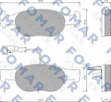 Тормозные колодки, дисковый тормоз (набор) FOMAR FO624381 (фото 1)