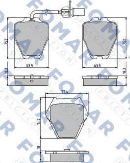 Тормозные колодки, дисковый тормоз (набор) FOMAR FO903581