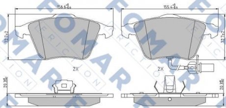 Гальмівні колодки, дискове гальмо (набір) FOMAR FO912281