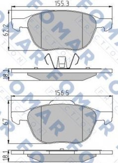 Тормозные колодки, дисковый тормоз (набор) FOMAR FO914581 (фото 1)