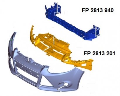 Кронштейн переднього бамперу центральний Ford Focus 11- FPS FP 2813 201