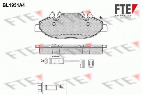 Тормозные колодки, дисковый тормоз (набор) FTE BL1951A4 (фото 1)