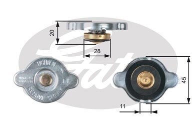 Кришка радіатора, Ford, Honda, Hyundai, Kia, Mazda, Mitsubishi, Nissan, Opel, Subaru Gates RC133