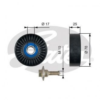 Паразитний / ведучий ролик, поліклиновий ремінь Gates T38055 (фото 1)