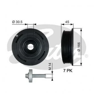 Шків колінчастого валу (кількість ребер: 7) NISSAN INTERSTAR, PRIMASTAR, OPEL MOVANO A, VIVARO A, RENAULT ESPACE IV, MASTER II, TRAFIC II 2.2D/2.5D 12.97- Gates TVD1054A