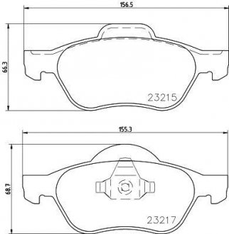 Гальмівні колодки передні Renault Laguna 01- (ATE) (156,3x68,8x18) HELLA 8DB355009-091