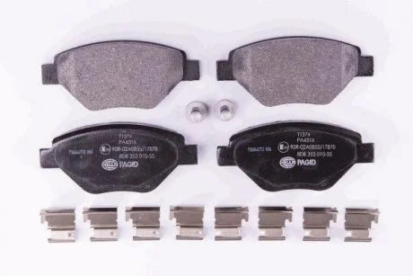 Гальмівні колодки, дискове гальмо (набір) HELLA 8DB355010551