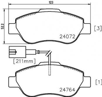 Тормозные колодки, дисковый тормоз (набор) HELLA 8DB355014471 (фото 1)