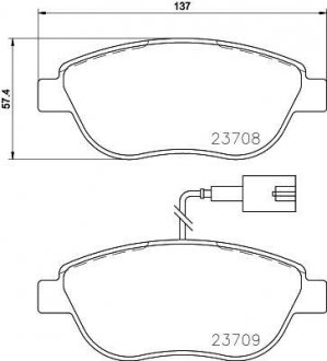 Гальмівні колодки, дискове гальмо (набір) HELLA 8DB355015791 (фото 1)