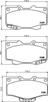 Гальмівні колодки, дискове гальмо (набір) HELLA 8DB355016401