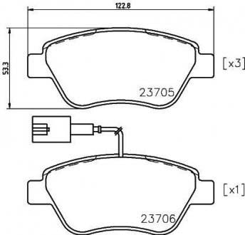 Тормозные колодки, дисковый тормоз (набор) HELLA 8DB355018821