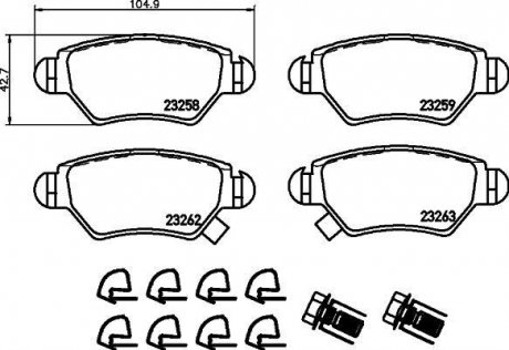 Тормозные колодки, дисковый тормоз (набор) HELLA 8DB355019271