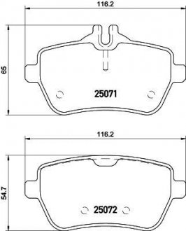 Колодки гальмівні дискові комплект; задн. HELLA 8DB355020471