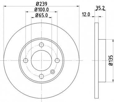 Диск тормозной передн.Audi 80,Golf I,II,III,Passat,Vento HELLA 8DD355100131