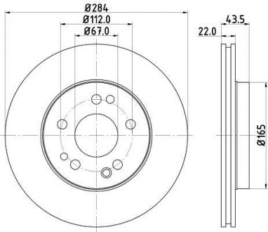 Гальмівний диск перед. E220-300 W124 93-95 (284x22) HELLA 8DD355100-941