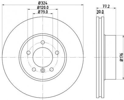 Диск гальмівний перед. BMW E60/E61 520d-530i 07.03- HELLA 8DD 355 109-921