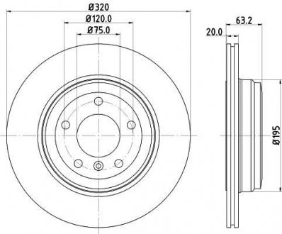 Тормозной диск зад. E60/E61 01-10 Pro HELLA 8DD355109-941