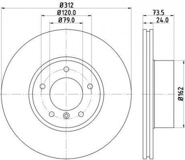 Гальмівний диск перед. BMW 3 (E90/E90N) 320d 05-/X1 (E84) 09- HELLA 8DD 355 115-381