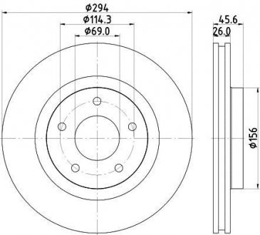 Тормозной диск перед. C4/Compass/Patriot/ASX/Outlander/4008 06- 1.6-3.6 (PRO) HELLA 8DD355115-911